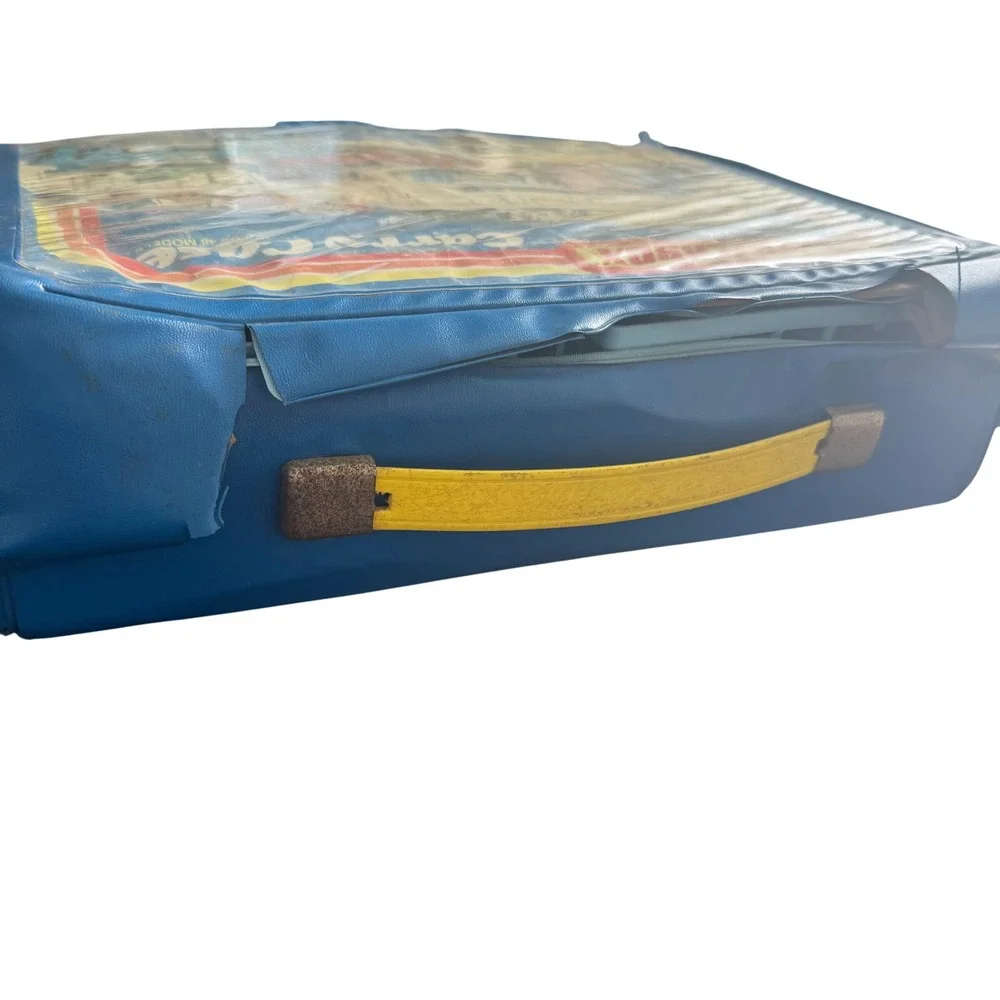 Vintage 1978 Matchbox Carry Case Lesney Blue Vinyl 48 Car Storage with 25 Cars
